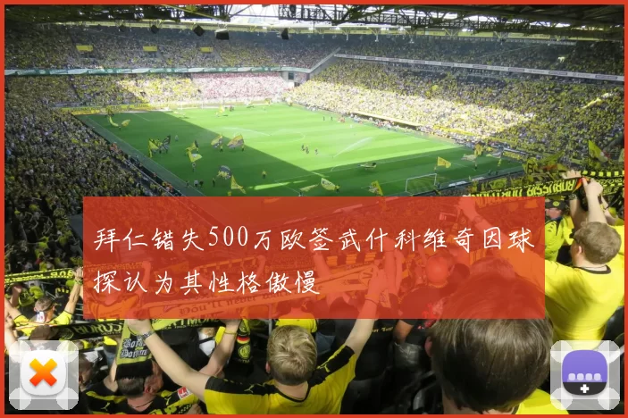 拜仁错失500万欧签武什科维奇因球探认为其性格傲慢